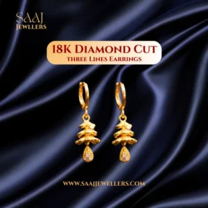 18K Diamond Cut Leaf Drop Earrings-2