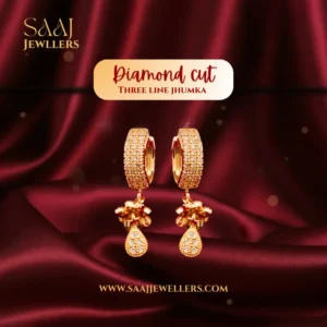 Diamond Cut Three Line Jhumka