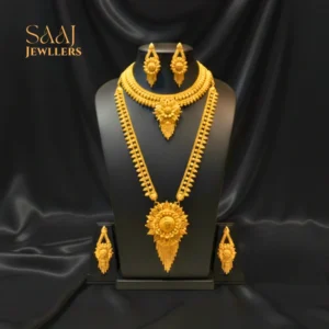 18K Traditional Gold Sun Motif Semi-Bridal Jewellery Set